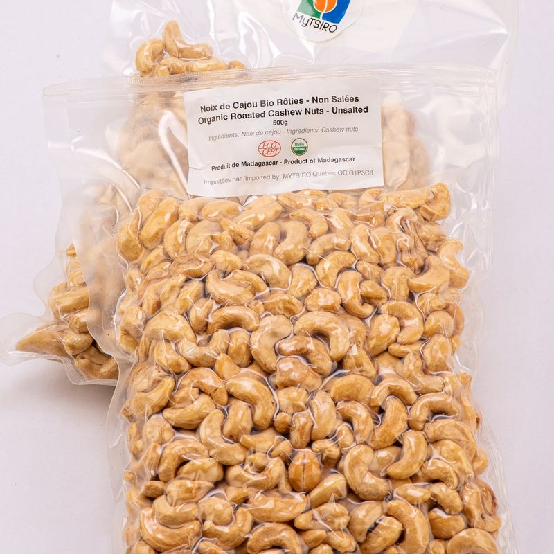 Organic Cashew Nuts ;  Roasted  & Unsalted - 500g
