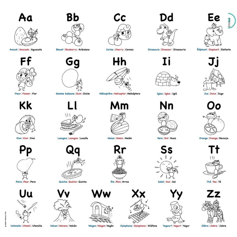 Alphabet - Nappe multilingue à colorier