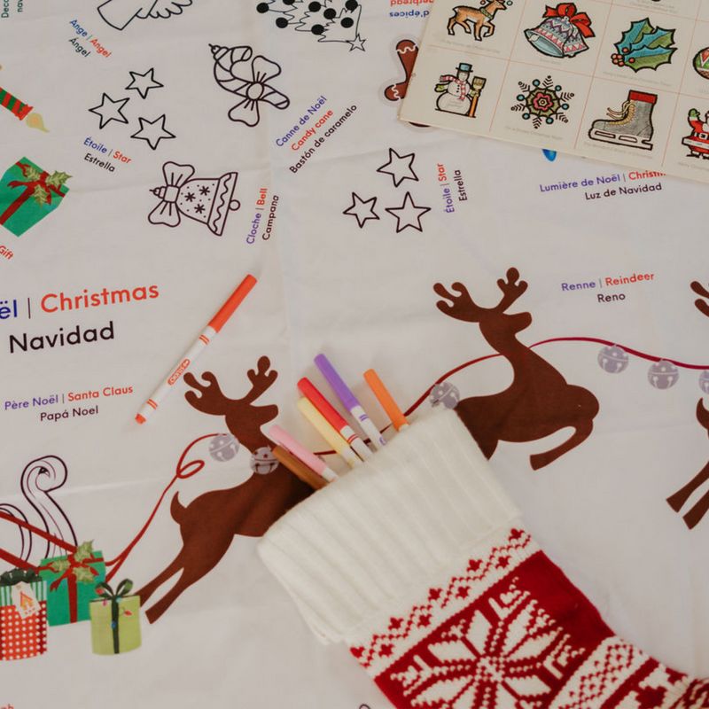Noël - Nappe réutilisable multilingue à colorier