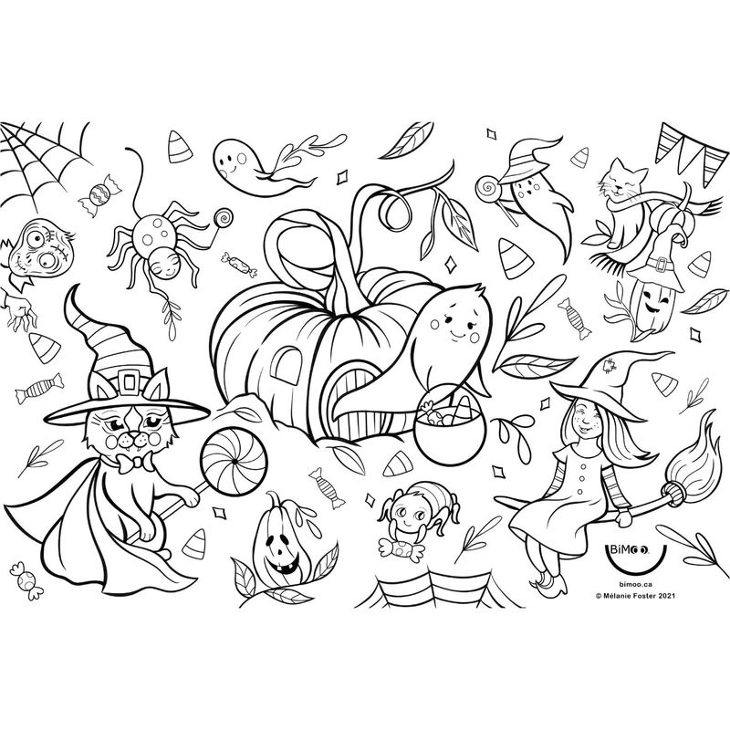 Halloween - Napperon à colorier - 2 côtés - Recto-verso