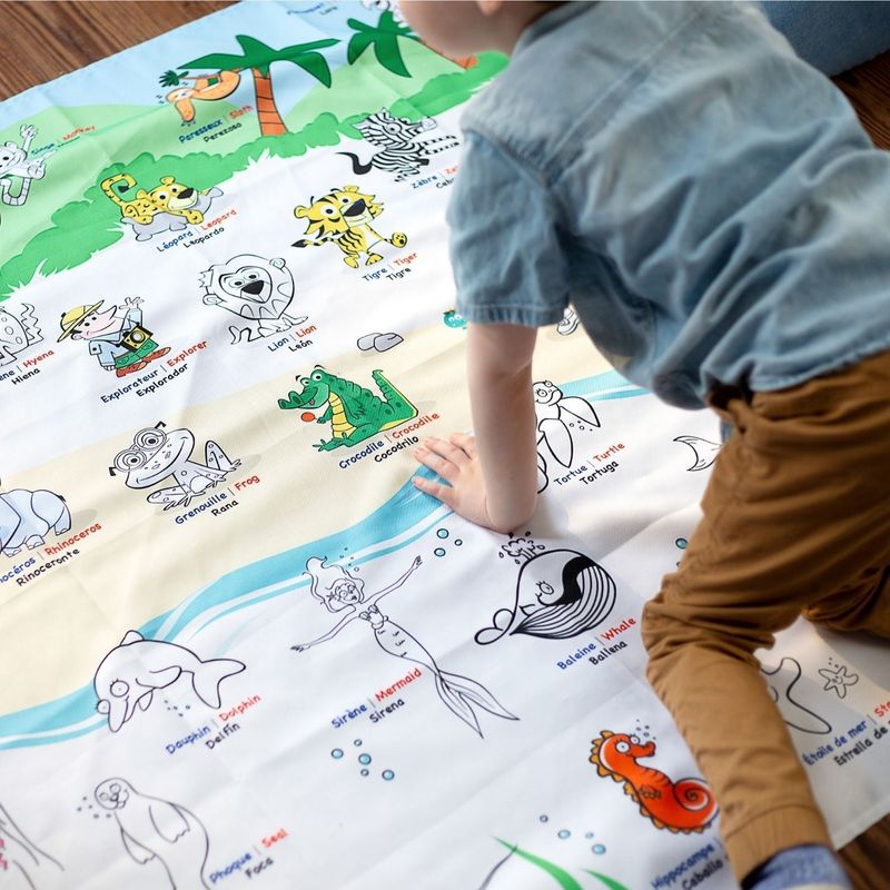Animaux - Nappe multilingue à colorier