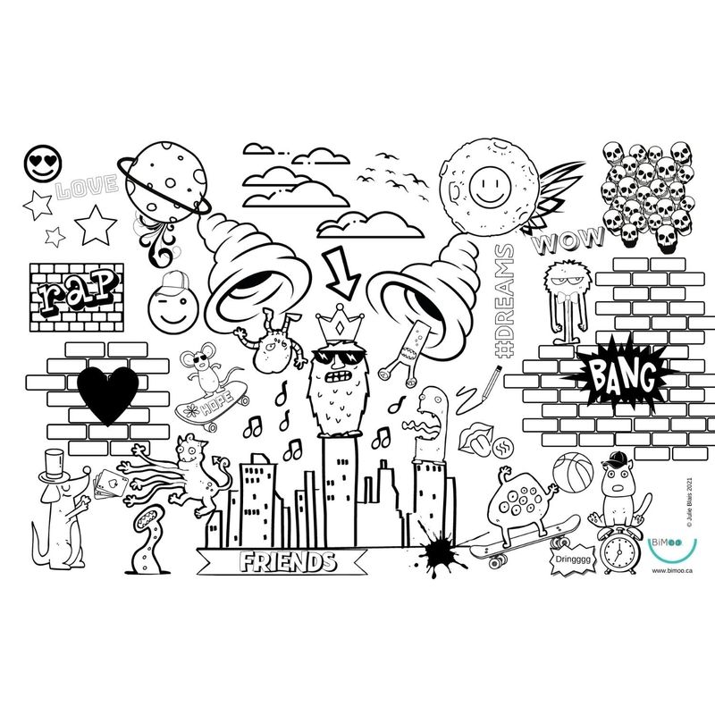 Graffiti - Napperon à colorier - 2 côtés - Recto-verso