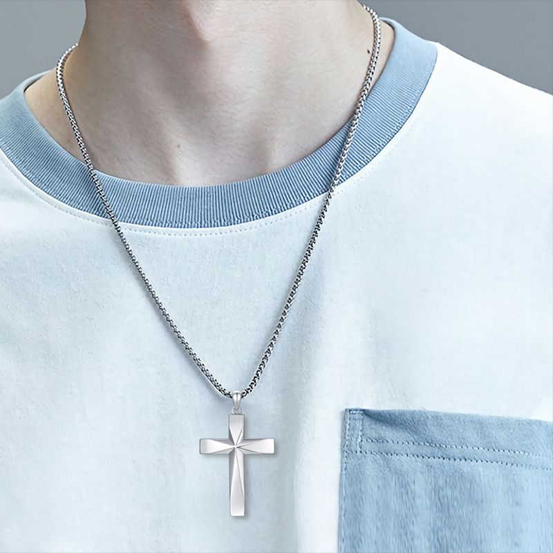 Collier pendentif avec croix en argent sterling 925 avec verset biblique Mathieu 6:9-13