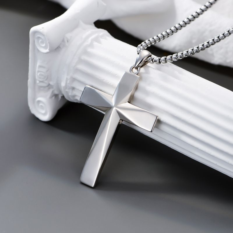 Collier pendentif avec croix en argent sterling 925 avec verset biblique Mathieu 6:9-13