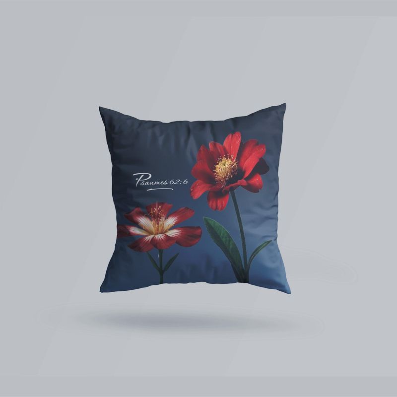 Coussin chrétien avec référence du Psaumes 62:6 | Cadeau Biblique