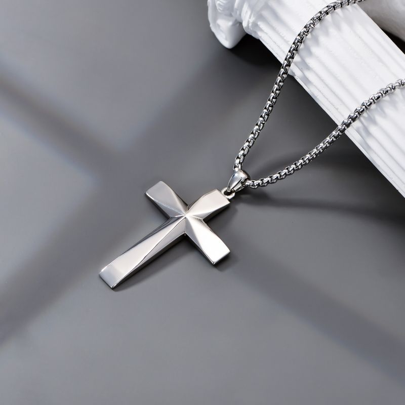 Collier pendentif avec croix en argent sterling 925 avec verset biblique Mathieu 6:9-13