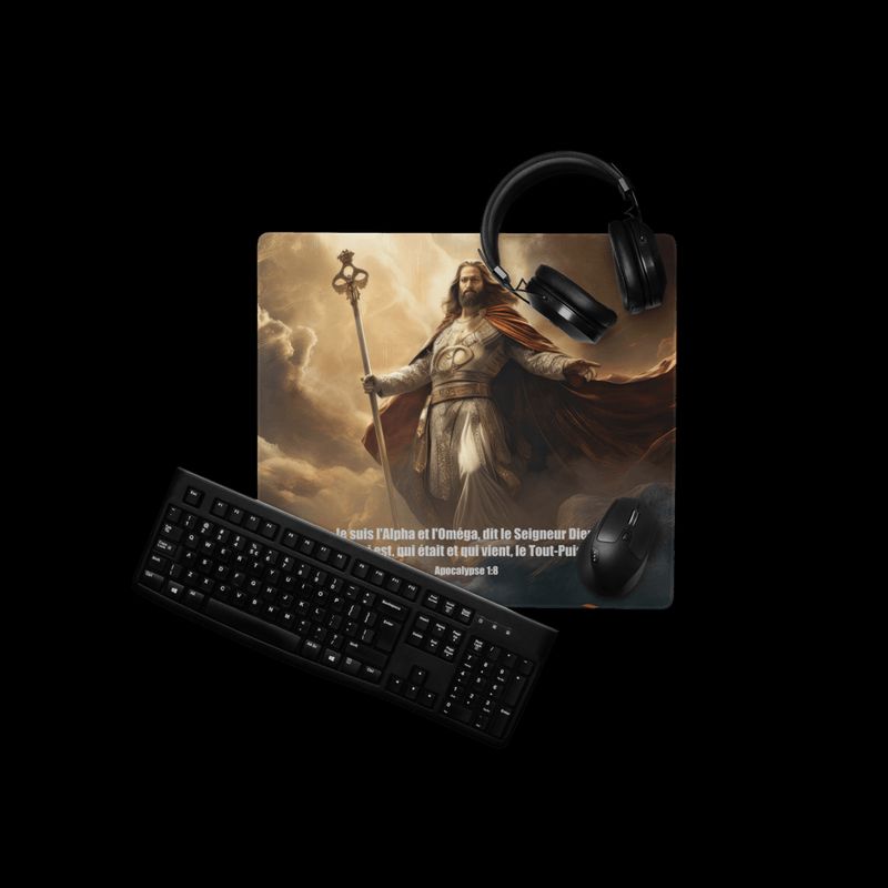 Tapis de souris gamer chrétien avec verset Apocalypse 1.8 | Cadeau Biblique