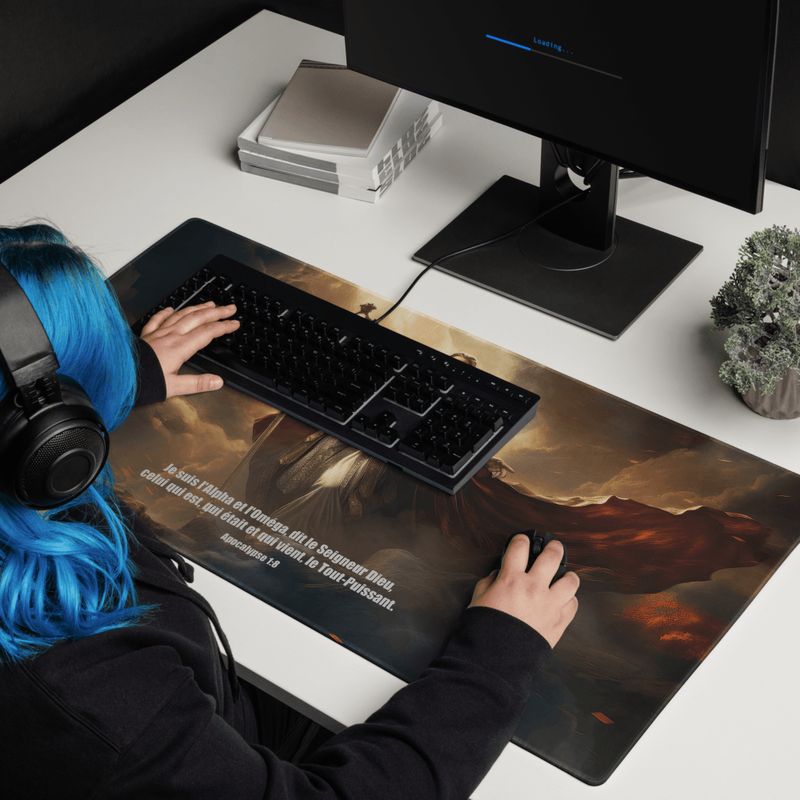 Tapis de souris gamer chrétien avec verset Apocalypse 1.8 | Cadeau Biblique