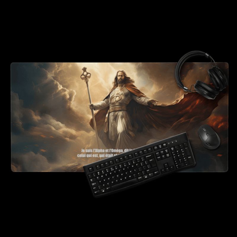 Tapis de souris gamer chrétien avec verset Apocalypse 1.8 | Cadeau Biblique