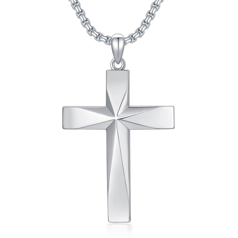 Collier pendentif avec croix en argent sterling 925 avec verset biblique Mathieu 6:9-13