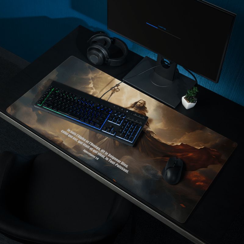 Tapis de souris gamer chrétien avec verset Apocalypse 1.8 | Cadeau Biblique