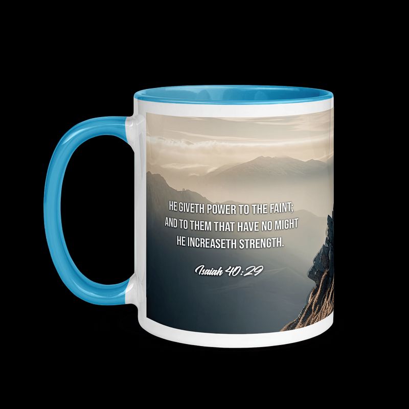 Tasse chrétienne avec verset biblique Ésaïe 40:29 chez Cadeau Biblique