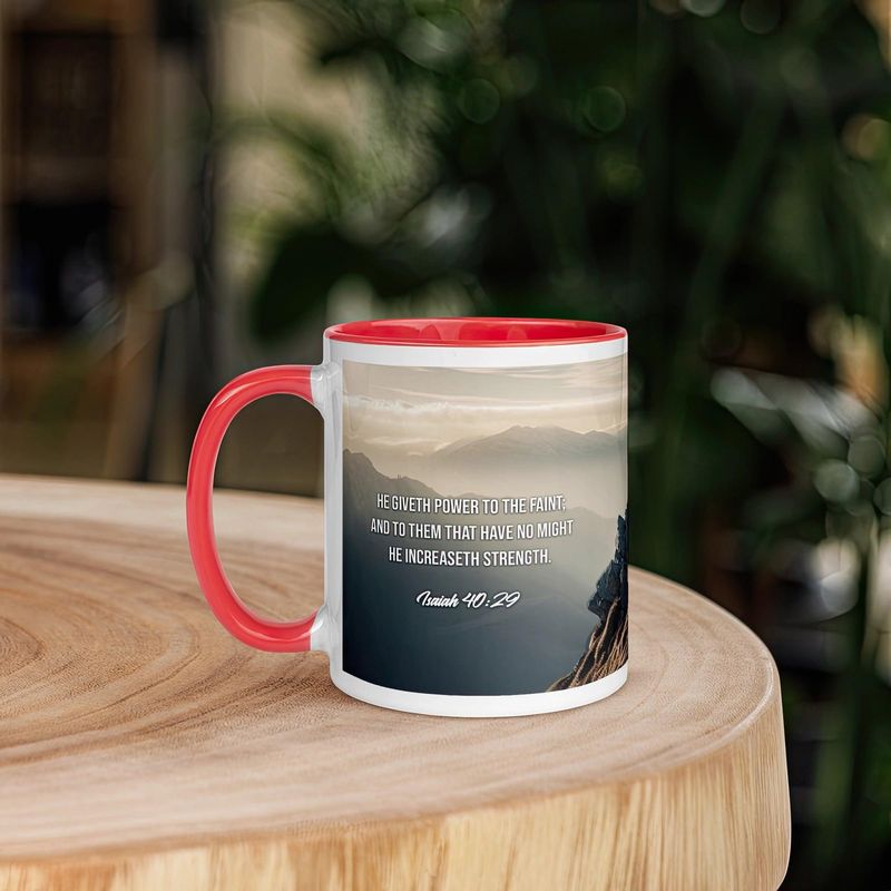 Tasse chrétienne avec verset biblique Ésaïe 40:29 chez Cadeau Biblique