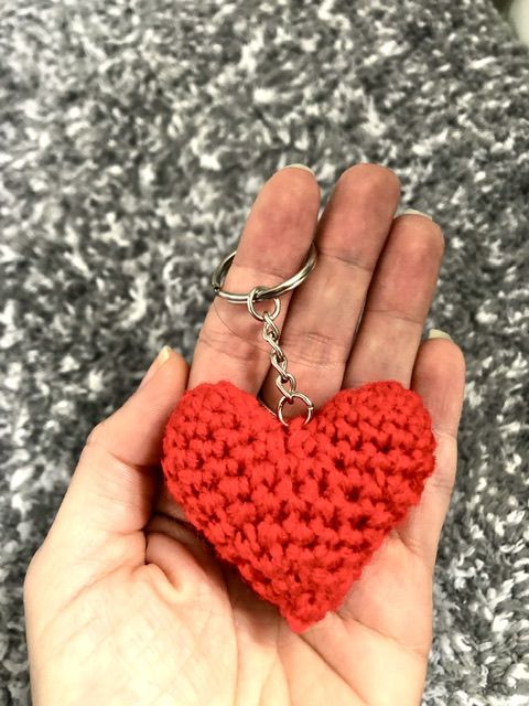 Porte-clés coeur fait au crochet