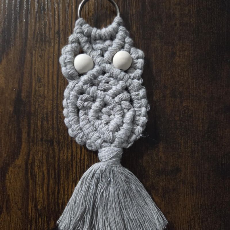 Porte-clés en macramé - Hibou