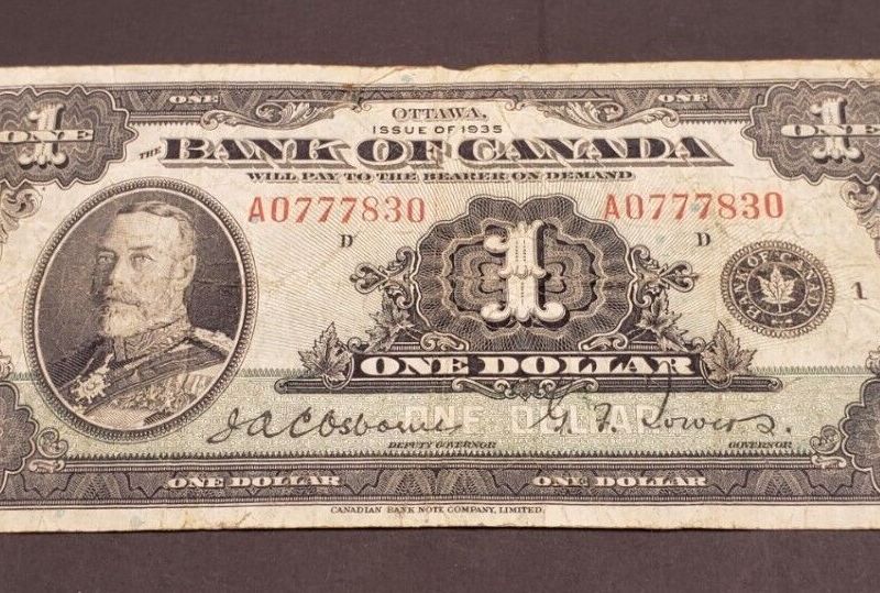 1935 Banque du Canada $1 (Un) Dollars Osbourne-Towers