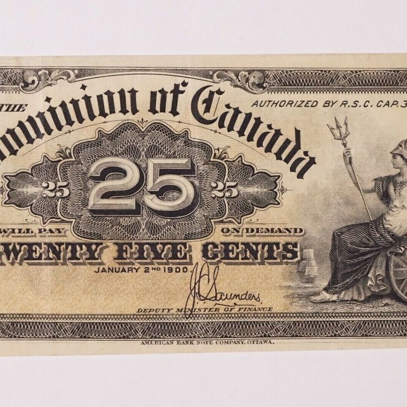 Billet Dominion du Canada 25 cents SCHINPLASTER 1900 SAUNDERS DC-15c #BILL-50