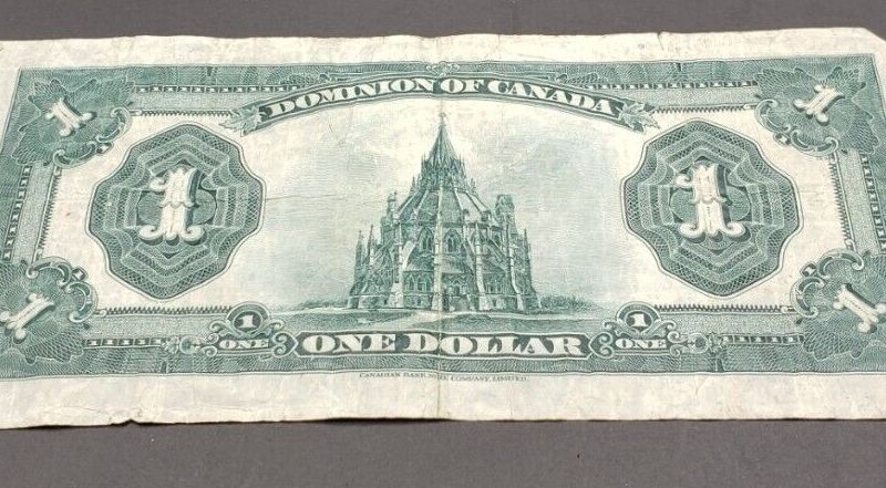 1923 Dominion of Canada $1 One Dollar McCavour-Saunders Green Seal Oversized