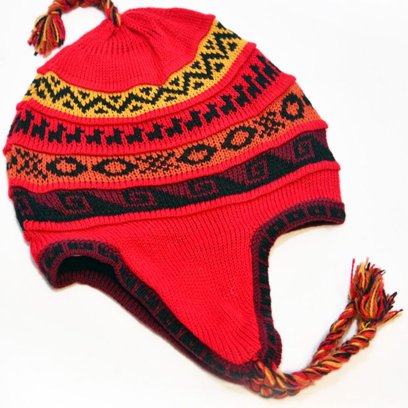 Tuque péruvienne doublé - Rouge 2