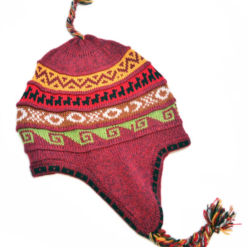 Tuque péruvienne doublé - Rouge 1