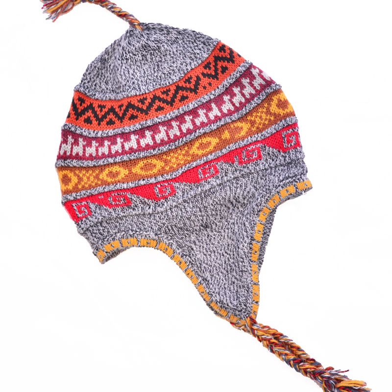 Tuque péruvienne doublé - Gris