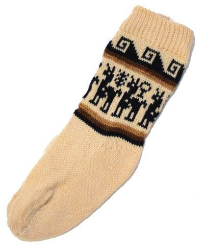 Bas d'alpaga typique du Pérou (Choix couleurs) - Beige