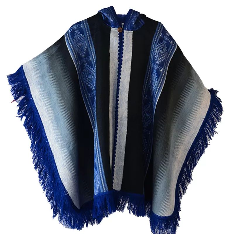 Cape poncho avec capuchon (divers couleurs) - Bleu électric