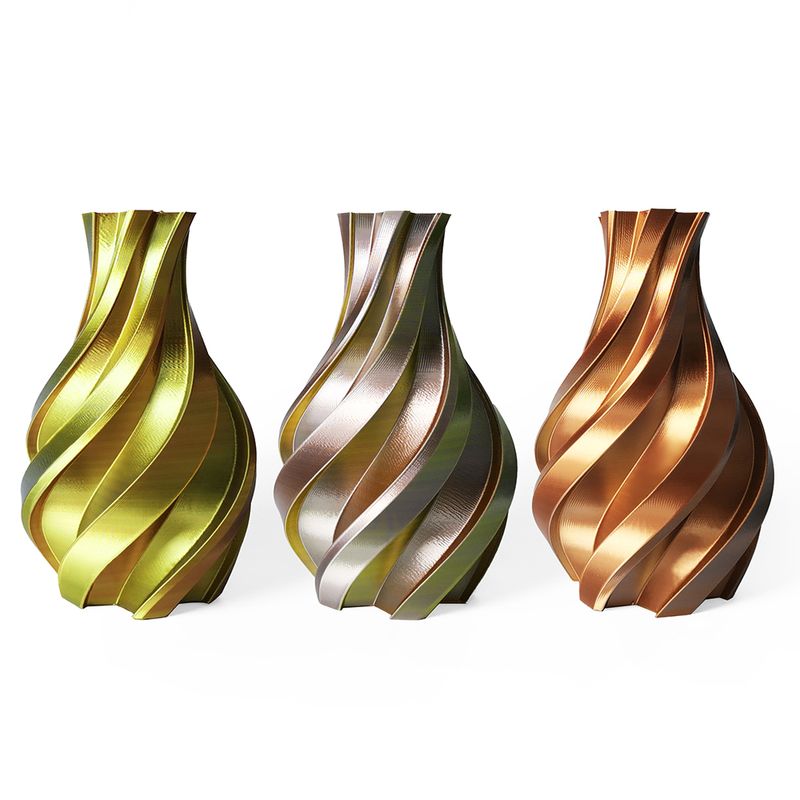 Soyeux Or & Argent & Cuivre (Tri-couleur) PLA Filament 3D | HELLO3D de Haute Qualité