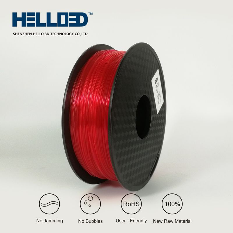 Transparent - Rouge - PLA Filament 3D | HELLO3D de Haute Qualité