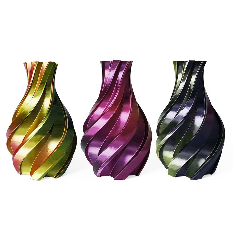 Soyeux Or & Fuchsia & Noir (Tri-couleur) PLA Filament 3D | HELLO3D de Haute Qualité