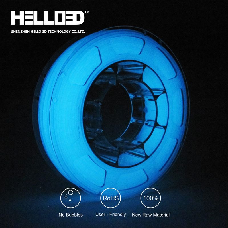 Glow in dark - Bleu - PLA Filament 3D | HELLO3D de Haute Qualité