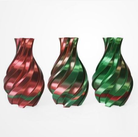 Soyeux Rouge & Vert (Bi-couleur) PLA Filament 3D | HELLO3D de Haute Qualité