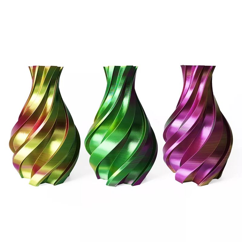 Soyeux Or & Vert & Fuchsia (Tri-couleur) PLA Filament 3D | HELLO3D de Haute Qualité