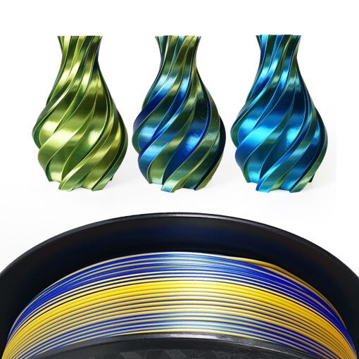Soyeux Bleu & Vert (Bi-couleur) PLA Filament 3D | HELLO3D de Haute Qualité