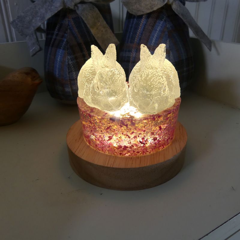 Lampe lapins roses et veilleuse pour chambre enfant faite main