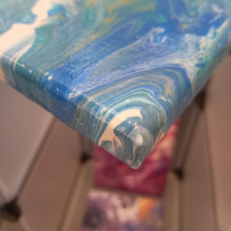 Peinture sur toile de vagues murale, toile abstraite acrylique bleue mer turquoise et océan. 