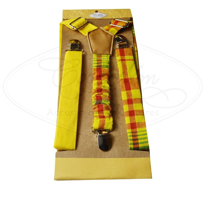 Noeud Papillon Et Bretelles - Jaune Madras
