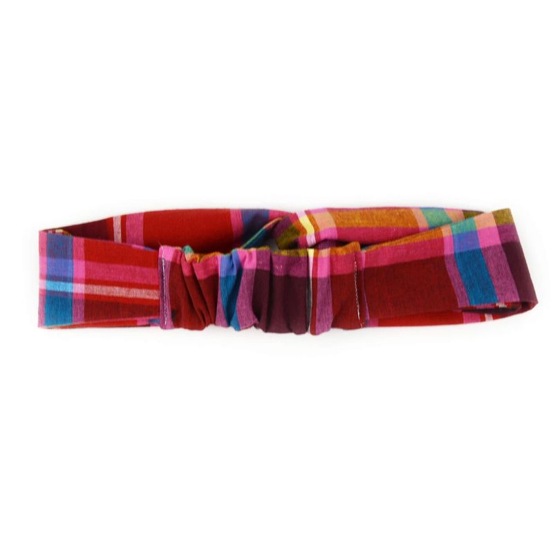 Bandeau Torsadé - Rouge Rose Bleu Madras