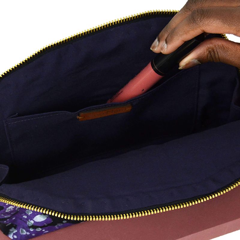 Trousse de toilette - mauve tachetée blanc et noir