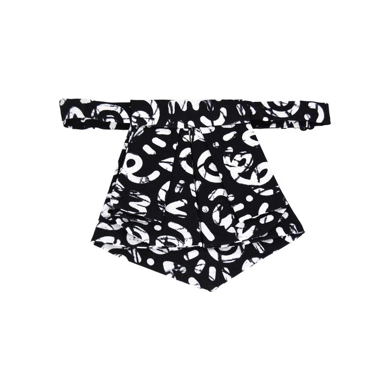 Cravate courte femme - noir et blanc, graphique