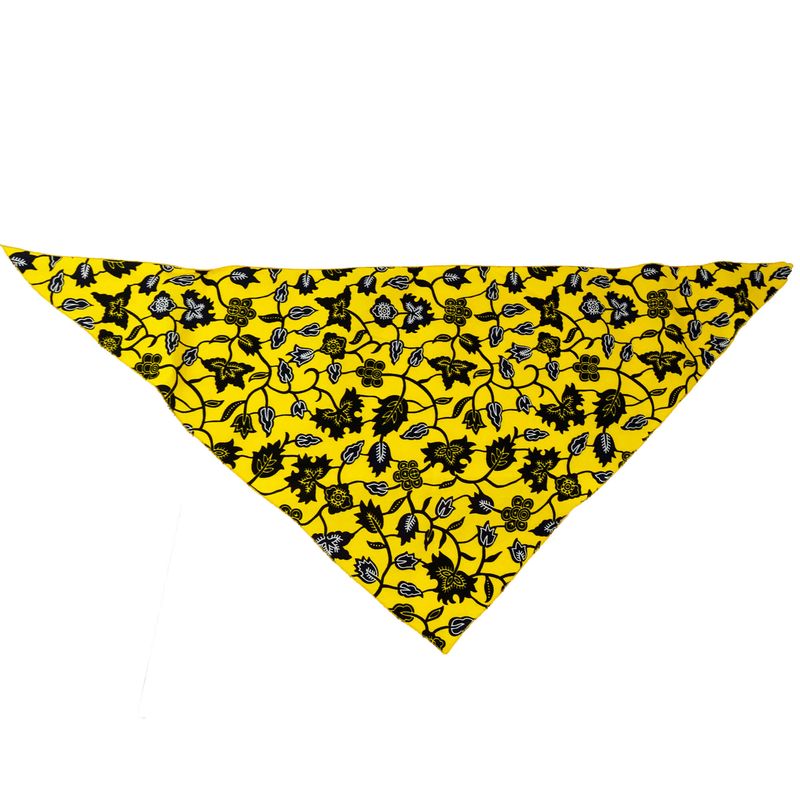 Foulard bandau triangulaire floral-jaune et noir