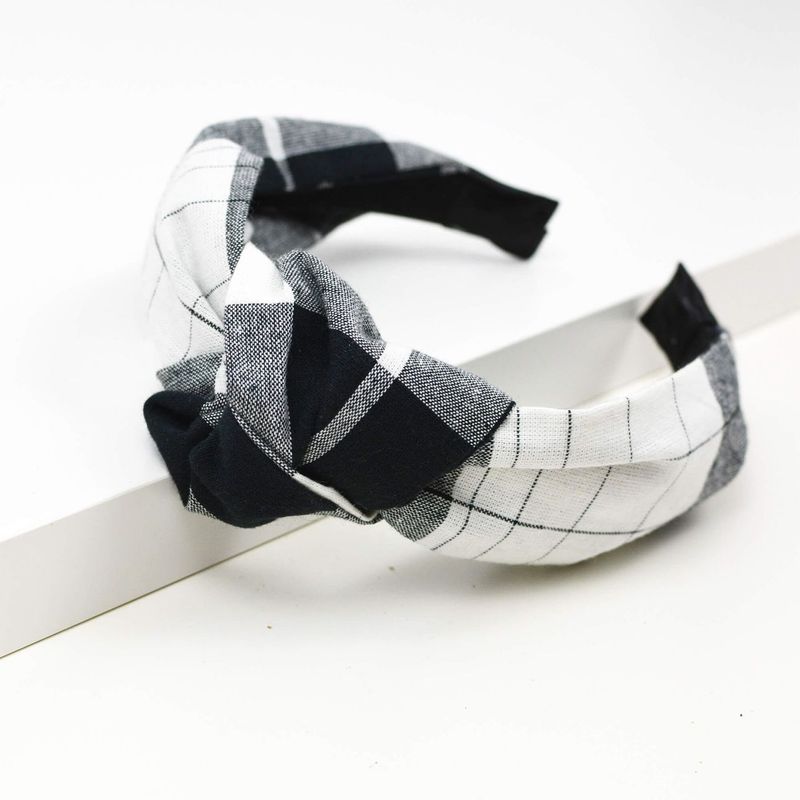 Serre-Tête Noué - Blanc Et Noir Madras