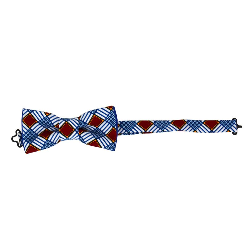 Noeud papillon à carreaux - bleu, rouge & blanc
