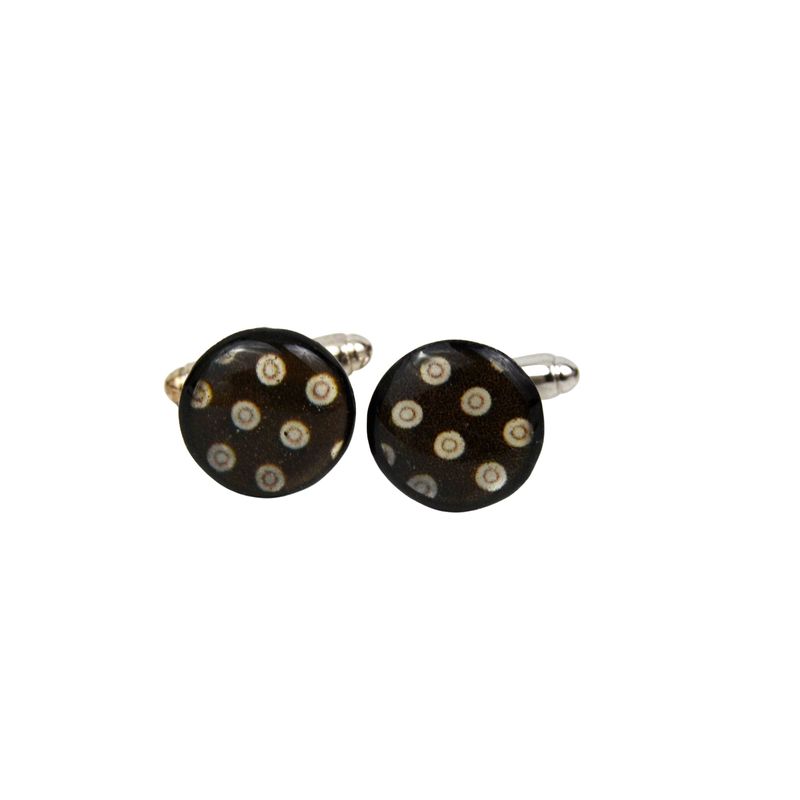 Boutons de manchette noirs pois blancs