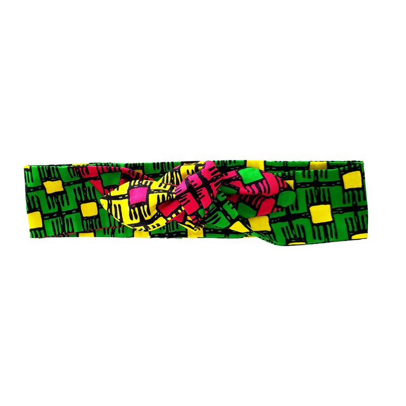 Bandeau À Nouer - Coloré Jauve Vert Rose Pagne Africain