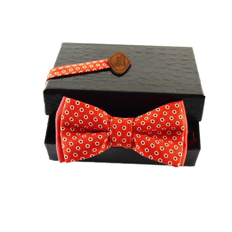 Noeud Papillon Rouge - Pois Blancs Shweshwe