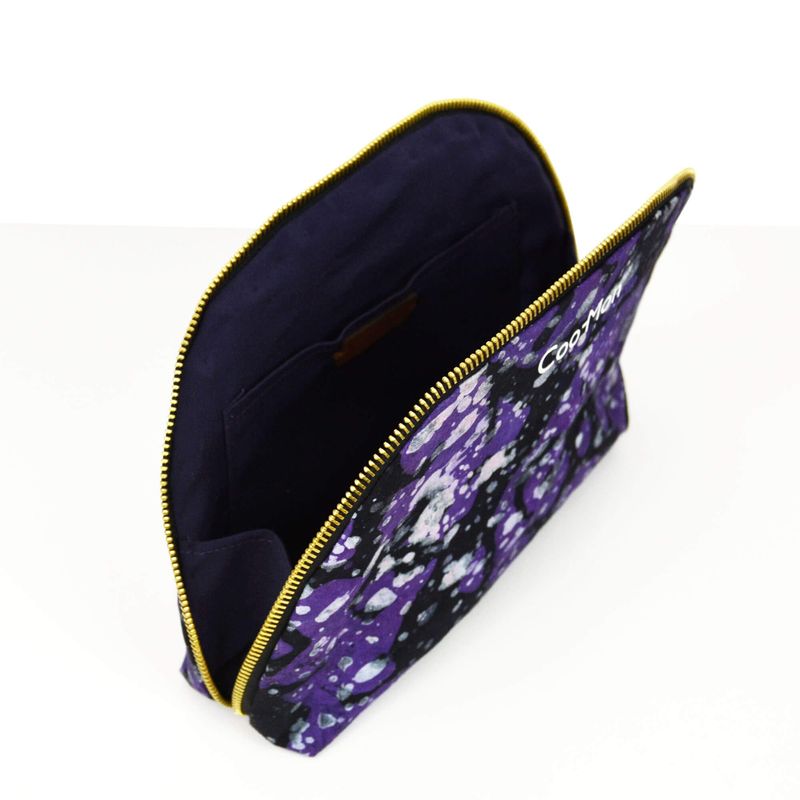 Trousse de toilette - mauve tachetée blanc et noir