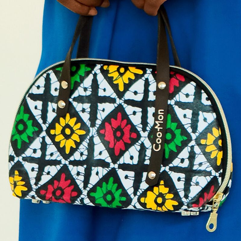 Sac Vaya floral rouge, vert et jaune – Wax imperméable demi-lune