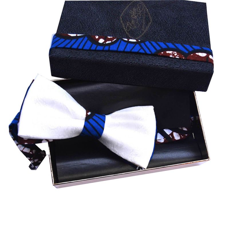 Nœud Papillon Blanc - Jacquard Et Pagne Wax
