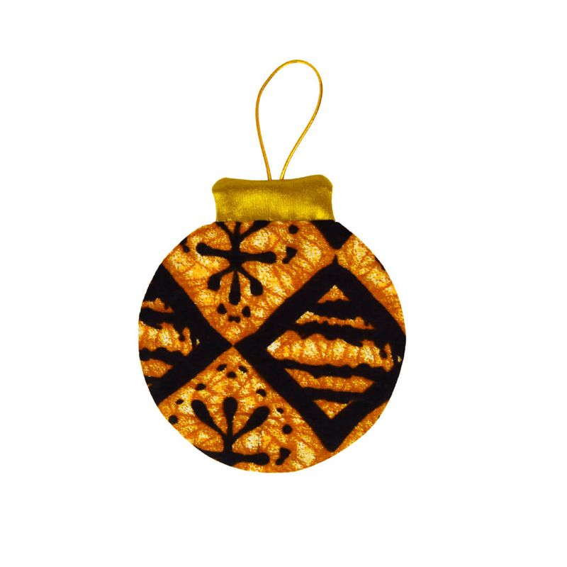 Ornement de noel rond à suspendre - rouge et ocre